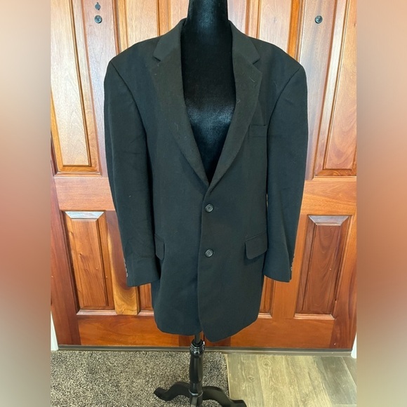 Jos A Bank Mens Camel Hair Blazer 44R Solid Black Jacket Sport Coat $450 - Picture 1 of 11